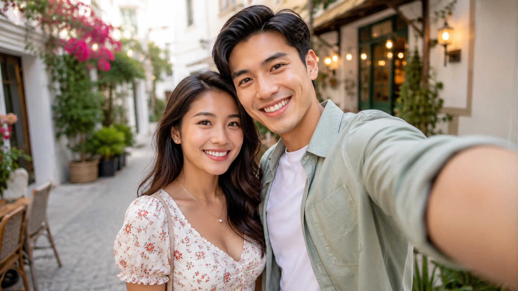 Couple taking a selfie on a casual date