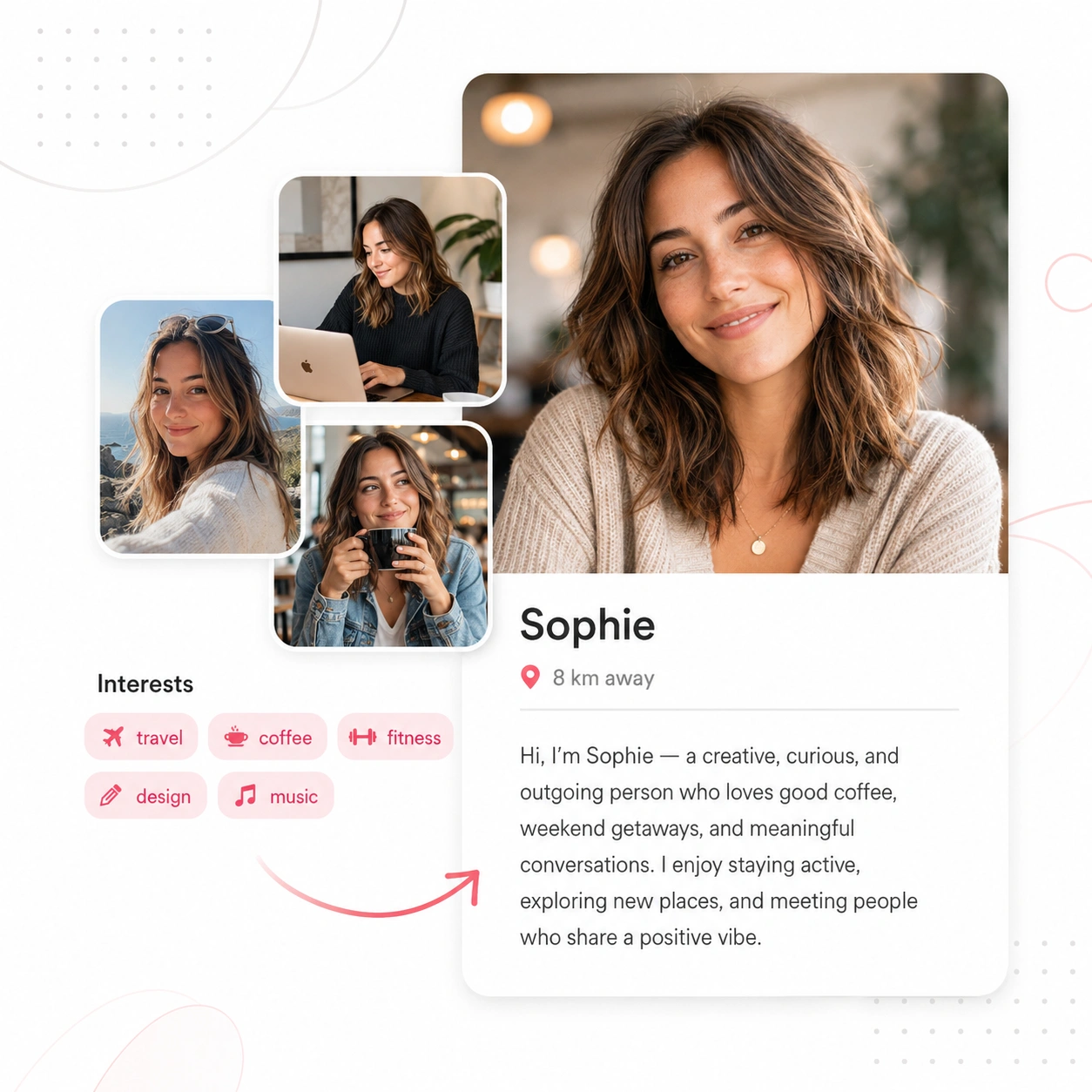 Customisable dating profile layout