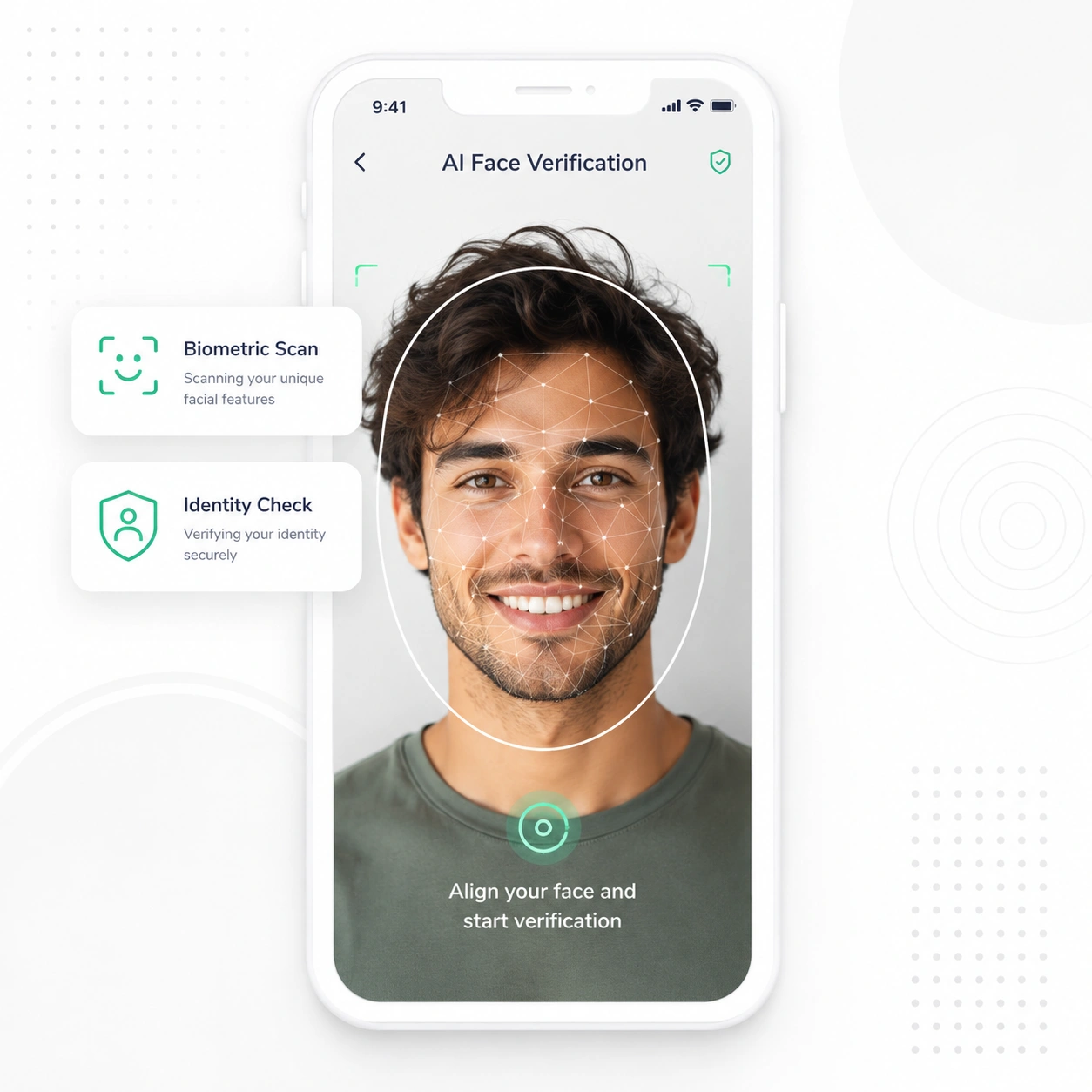 Face verification screen inside a dating app