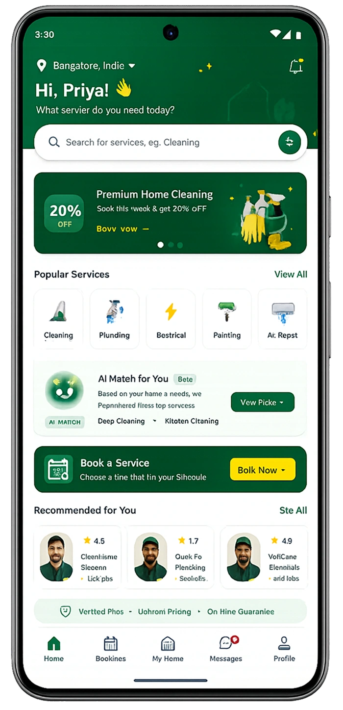 Customer App interface
