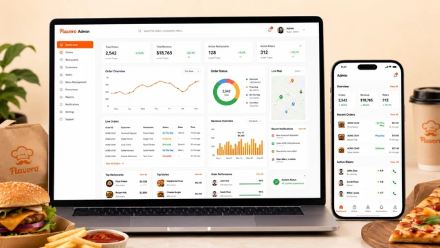 Food delivery admin dashboard and customer app