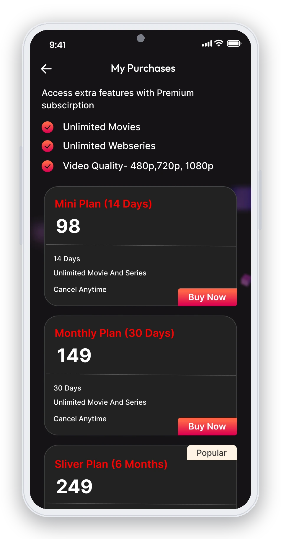 OTT app screen 29