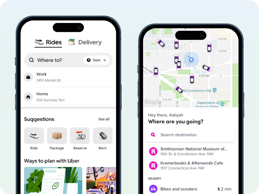 Rideshare customer booking app
