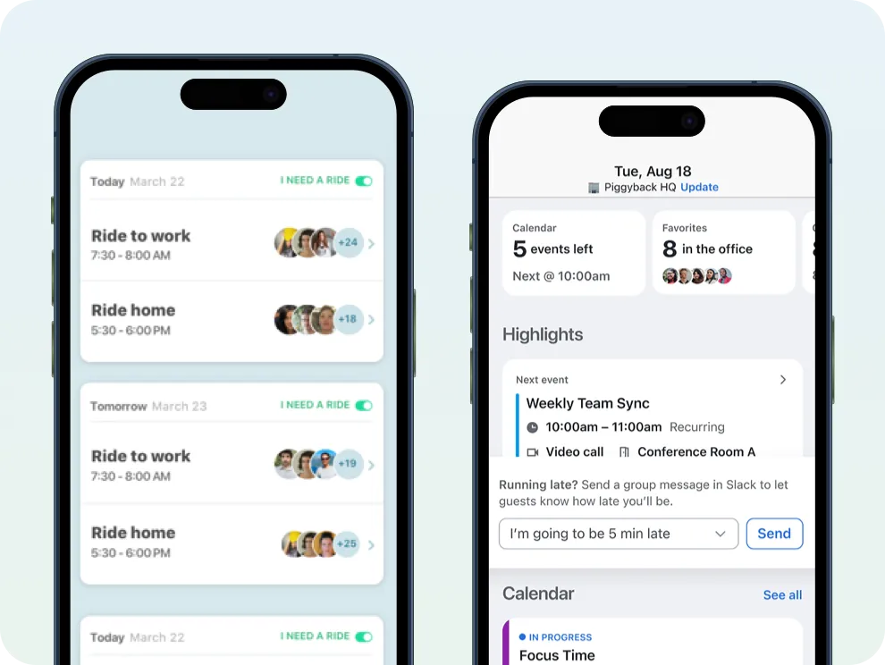 Rideshare carpooling app — scheduled rides, cost savings