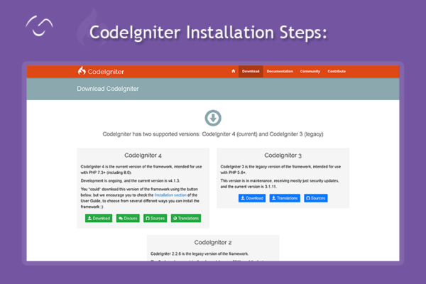 CodeIgniter installation steps