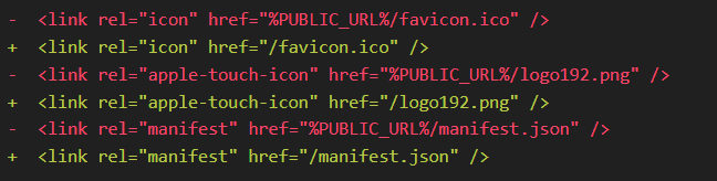 remove all the %PUBLIC_URL% from index.html: